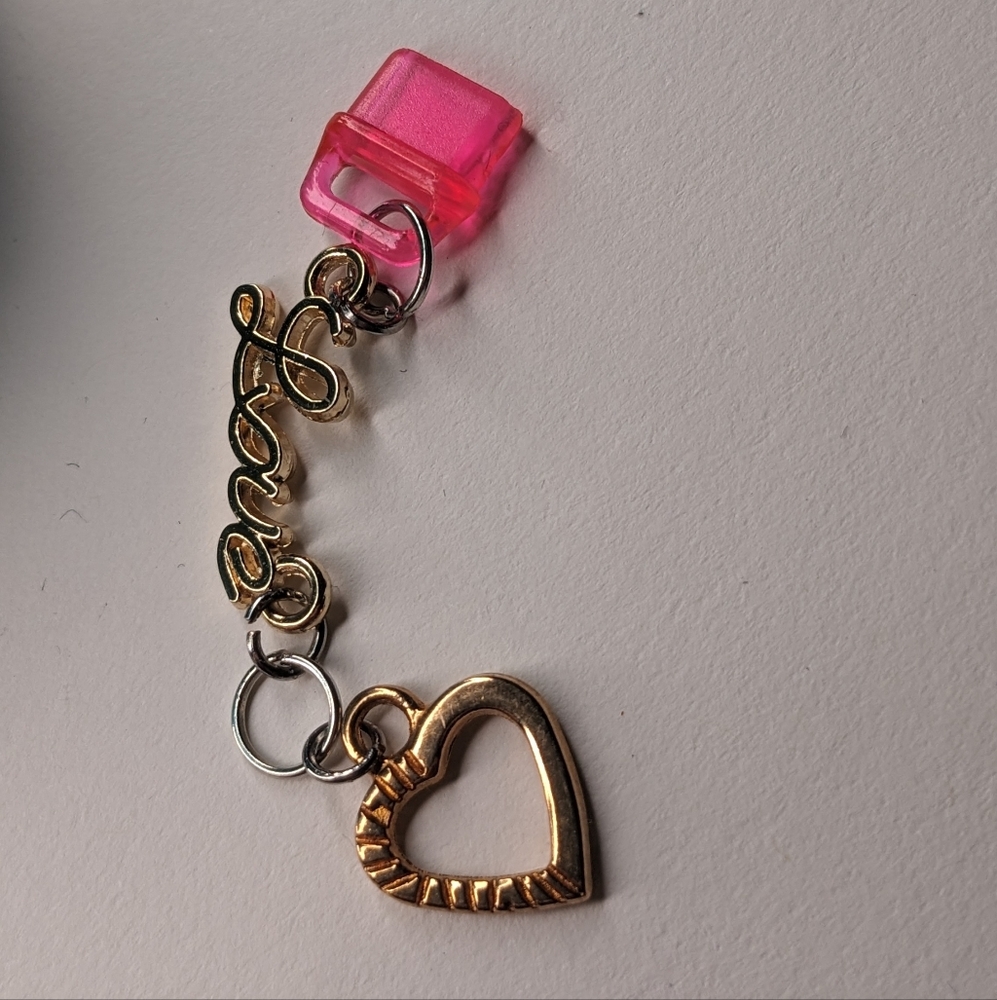 Dust Plug Charm Kindle and charging port USB-C USBc Cute heart and "Love" two